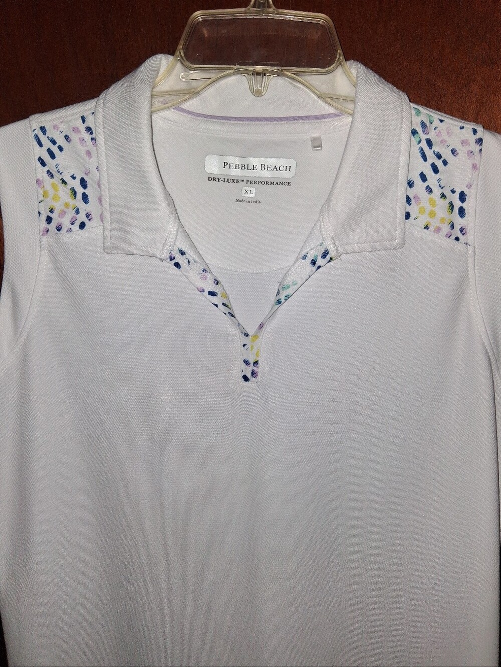 Pebble Beach White Sleeveless Polo Top